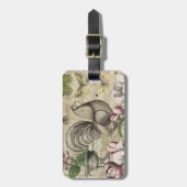 Étiquette À Bagage Rooster Garden Flower Papillon Art (Devant Vertical)