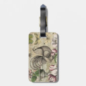 Étiquette À Bagage Rooster Garden Flower Papillon Art (Dos Vertical)