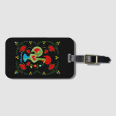 Étiquette À Bagage Rooster portugais de la chance en vert (Devant Horizontal)