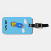 Étiquette À Bagage Roquette De Dessin Dans Le Ciel Bleu (Devant horizontal)