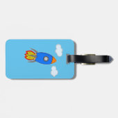 Étiquette À Bagage Roquette De Dessin Dans Le Ciel Bleu (Dos horizontal)