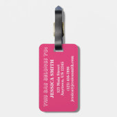 Étiquette À Bagage Rose Blanc Cirque Zoo Animaux Cookies Crackies (Dos Vertical)