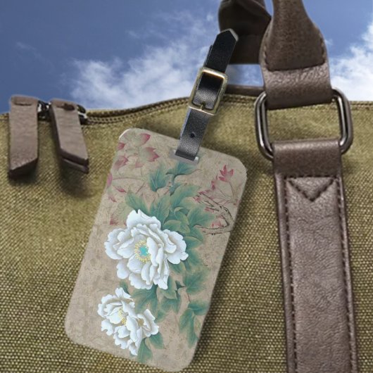 Étiquette À Bagage Rose blanche