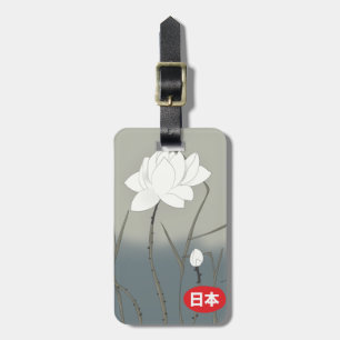 Étiquette À Bagage Rose Blanche Japonaise