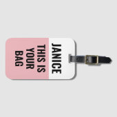 Étiquette À Bagage Rose C'Est Votre Sac Drôle Dire (Devant Horizontal)