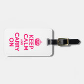 Étiquette À Bagage Rose Chaud Gardez le calme et continuer (Devant horizontal)