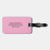 Étiquette À Bagage Rose clair et noir I Monogramme Moderne (Dos horizontal)