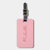 Étiquette À Bagage Rose Clair Professionnel Unique Classique Écriture (Devant Vertical)