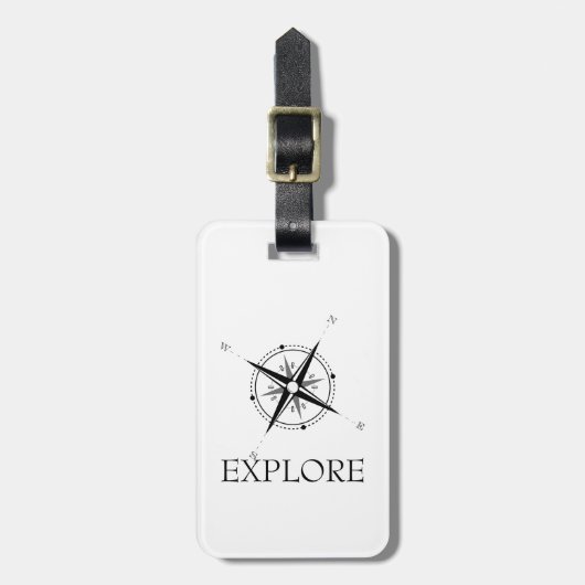 Étiquette À Bagage Rose Compass vintage Explorer (Devant Vertical)
