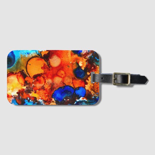 Étiquette À Bagage Rose d'art abstrait orange rouille (Devant Horizontal)