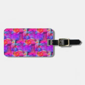 Étiquette À Bagage Rose d'art, bleu, arrière - plan rouge de texture (Devant horizontal)