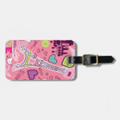 Étiquette À Bagage Rose de Paris France d'amour de Tour Eiffel (Devant horizontal)