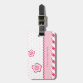 Étiquette À Bagage Rose de polka (Devant Vertical)