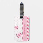 Étiquette À Bagage Rose de polka (Dos Vertical)