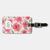 Étiquette À Bagage Rose de Provence Monogrammé (Devant horizontal)