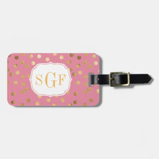 Étiquette À Bagage Rose de sucrerie et monogramme de points de ville