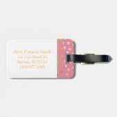 Étiquette À Bagage Rose de sucrerie et monogramme de points de ville (Dos horizontal)