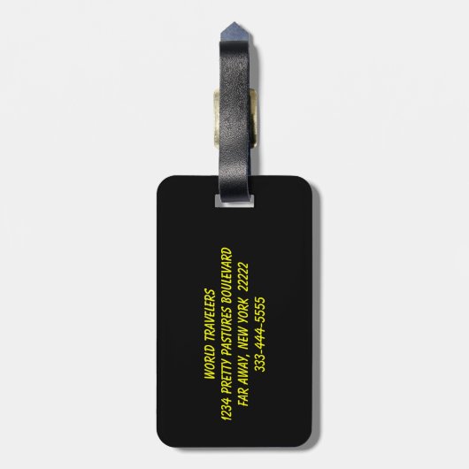 Étiquette À Bagage Rose électrique (Dos Vertical)