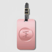 Étiquette À Bagage Rose élégant Gold Girly Monogram Modèle tendance (Devant Vertical)