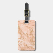 Étiquette À Bagage Rose en marbre parties scintillant d'or abstrait (Devant Vertical)