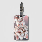 Étiquette À Bagage Rosé Et Blanc Fluffé (Devant Vertical)