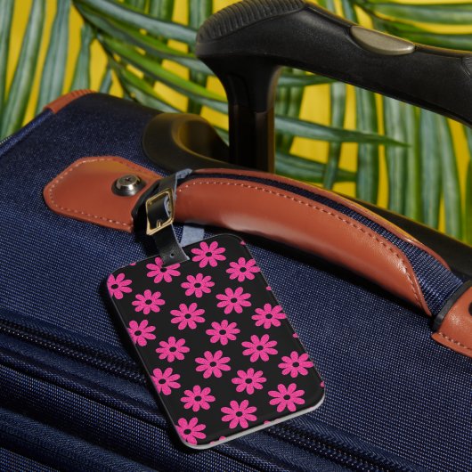 Étiquette À Bagage Rose et noir floral  (Insitu Rectoal 1)