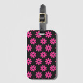 Étiquette À Bagage Rose et noir floral (Devant Vertical)