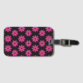 Étiquette À Bagage Rose et noir floral  (Devant Horizontal)