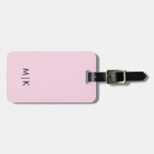 Étiquette À Bagage Rose et noir | Monogramme moderne (Devant horizontal)