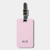 Étiquette À Bagage Rose et noir | Monogramme moderne (Devant Vertical)