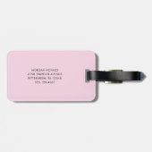 Étiquette À Bagage Rose et noir | Monogramme moderne (Dos horizontal)
