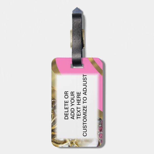 Étiquette À Bagage Rose et or bling (Dos Vertical)