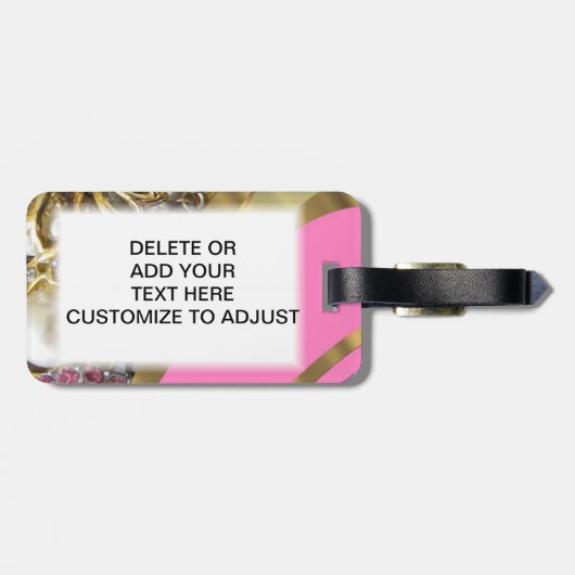 Étiquette À Bagage Rose et or bling (Dos horizontal)