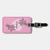 Étiquette À Bagage Rose Fleur Lily Coeur doux (Devant horizontal)