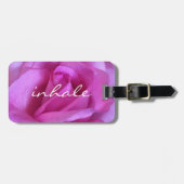 Étiquette À Bagage Rose Fleur Photo Inhale Script Beau (Devant horizontal)