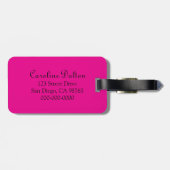 Étiquette À Bagage Rose fleuri de damassé, noir, argent (Dos horizontal)