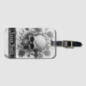 Étiquette À Bagage Rose floral gothique foncé (Devant Horizontal)
