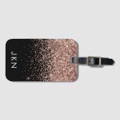 Étiquette À Bagage Rose Gold Blush Pink Black Parties scintillant Mon (Devant Horizontal)