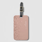 Étiquette À Bagage Rose Gold Blush Pink Girly Glitter Monogram (Devant Vertical)