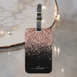 Étiquette À Bagage Rose Gold Blush Rose Noir Paillettes Monogramme<br><div class="desc">Rose Gold - Rose Pâle et Noir Étiquette de Bagage avec Nom en Paillettes. C'est le cadeau idéal pour un anniversaire sweet 16,  un mariage,  une fête de mariage,  une baby shower ou une soirée d'enterrement de vie de jeune fille pour quelqu'un qui décore sa chambre avec style.</div>