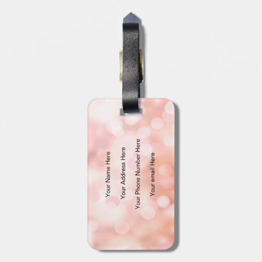 Étiquette À Bagage Rose Gold Bokeh Monogramme Nom Initial Girly Chic (Dos Vertical)