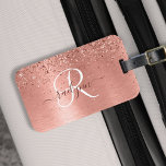 Étiquette À Bagage Rose Gold brossé Parties scintillant métallique No<br><div class="desc">Personnalisez facilement ce design chic et branché de porte-bagages avec une jolie parties scintillant brillante en or rose sur un arrière - plan métallique brossé en or rose.</div>