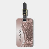 Étiquette À Bagage Rose Gold Faux Parties scintillant Bling Métal per (Devant Vertical)
