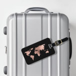 Étiquette À Bagage Rose Gold Foil Metallic World Map Bagages<br><div class="desc">Cette conception a été créée par art numérique. Elle peut être personnalisée dans la zone fournir ou customiser en choisissant le clic pour customiser une autre option et en changeant le nom, les initiales ou les mots. Vous pouvez également modifier la couleur et le style du texte ou supprimer le...</div>