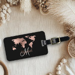 Étiquette À Bagage Rose Gold Foil Metallic World Map Monogramme de ba<br><div class="desc">Cette conception a été créée par art numérique. Elle peut être personnalisée dans la zone fournir ou customiser en choisissant le clic pour customiser une autre option et en changeant le nom, les initiales ou les mots. Vous pouvez également modifier la couleur et le style du texte ou supprimer le...</div>