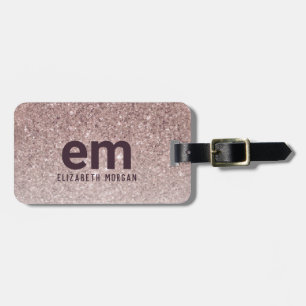 Étiquette À Bagage Rose Gold Girly Parties scintillant Nom du monogra