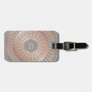 Étiquette À Bagage Rose Gold Gris Mandala Monogramme
