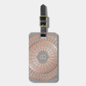 Étiquette À Bagage Rose Gold Gris Mandala Monogramme (Devant Vertical)