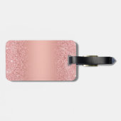 Étiquette À Bagage Rose Gold Luxe Élégant Monogramme à l'effet paille (Dos horizontal)