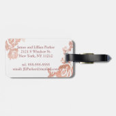 Étiquette À Bagage Rose Gold M. et Mme Simple Floral Mariage (Dos horizontal)
